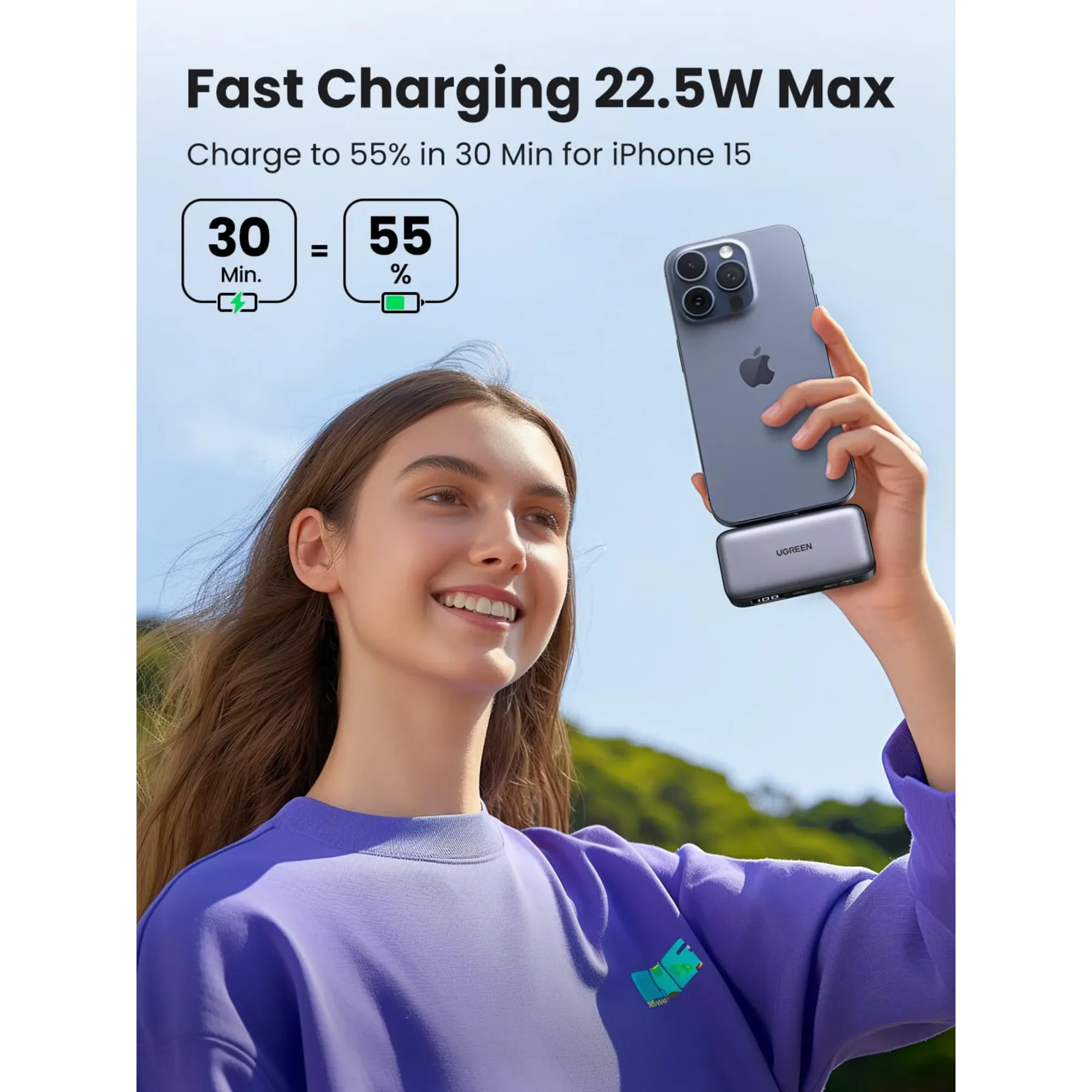 MINI POWER BANK UGREEN 5000mAh 22.5W - Imagen 4