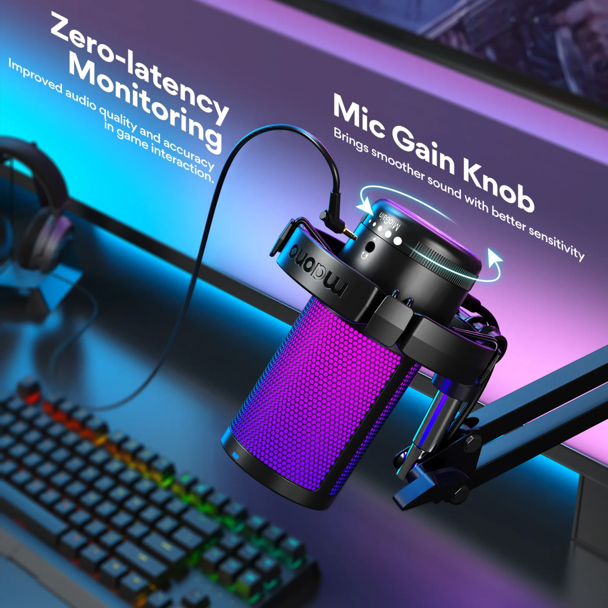 MICROFONO USB DE CONDENSADOR RGB - Imagen 2